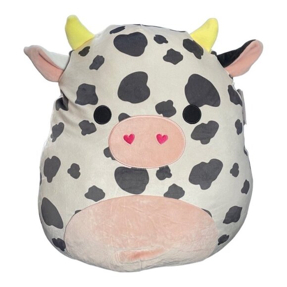 NWT Squishmallow COLIN THE COW 20” Valentines 2023 Pink Heart Nose NEW - Picture 1 of 3